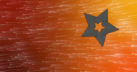 Image of star spinning over glowing spots on orange and red background