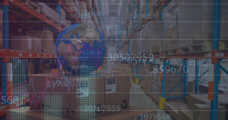 Image of financial data processing over warehouse