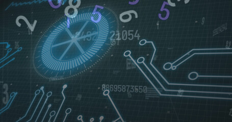 Image of data processing over dark background