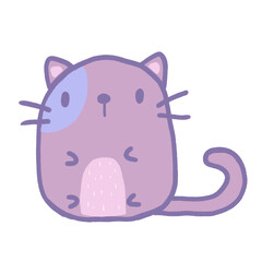 Cute cartoon purple cat 