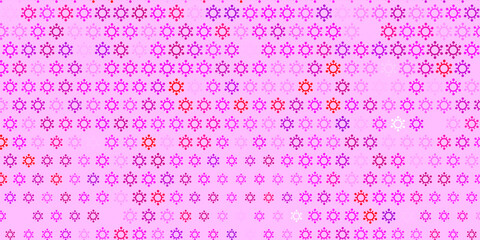 Light purple, pink vector pattern with coronavirus elements.
