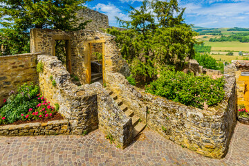 Ruins in the medieval village of Ternand in France