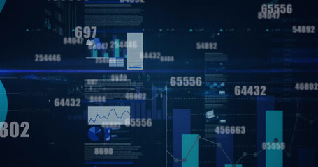 Image of financial data processing over black background