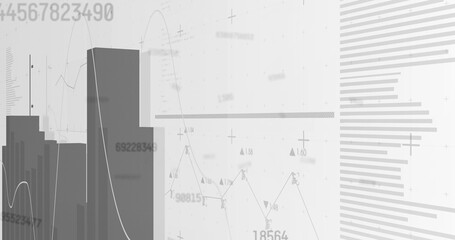 Image of financial data processing over white background