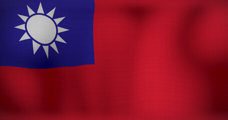 Image of moving and floating flag of taiwan