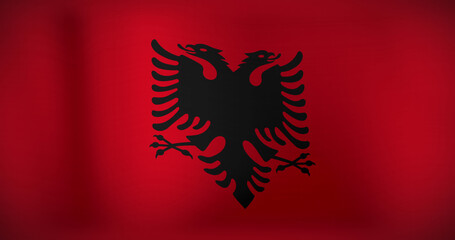 Image of moving and floating flag of albania