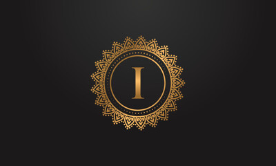 Luxury logo design vector with I