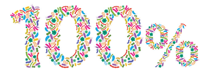100% made of Bacteria isolated on white background, bacteria font. Vector illustration.