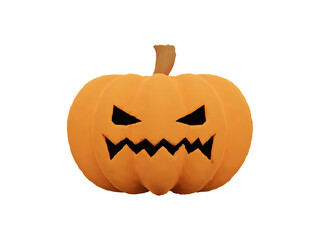 3D Halloween pumpkin on transparent background - PNG format.