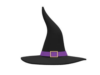 3D Witch Hat on transparent background - PNG format.