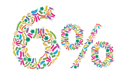 6% made of Bacteria isolated on white background, bacteria font. Vector illustration.