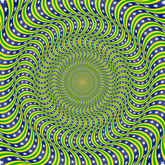3D Hypnotic Brazilian Flag Style Optical Illusion