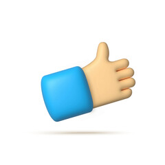 3d cartoon thumb up hand gesture.