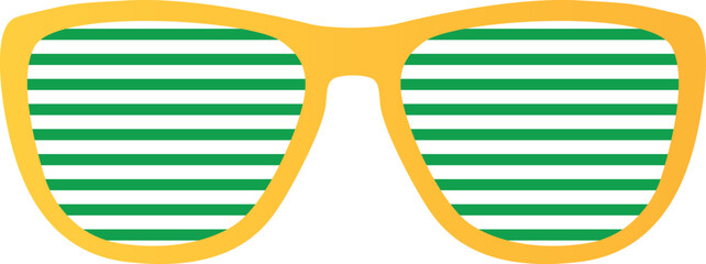Striped sunglasses vector. Green, Yellow color. Optical signs and symbols.