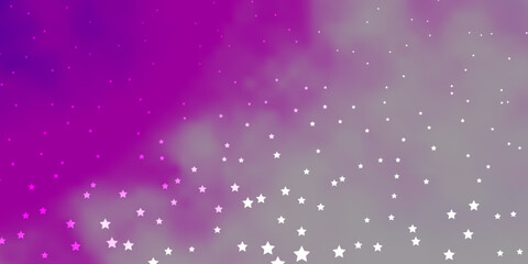 Dark Purple vector background with colorful stars.