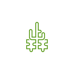 Cactus puzzle. Creative logo design.