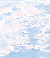 水に浮かぶ桜の花びら