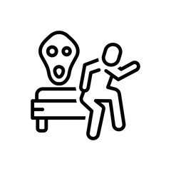 Black line icon for scared