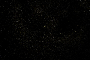 Gold Glitter Texture Isolated on Black Background. Golden stardust. Amber Particles Color. Sparkles Rain. Vector Illustration, Eps 10.