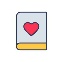 Flat filled outline valentine vector icon of books