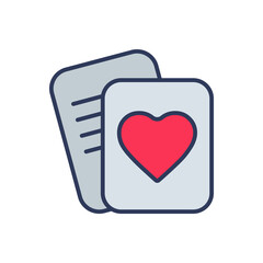 Flat filled outline valentine vector icon of photoframe