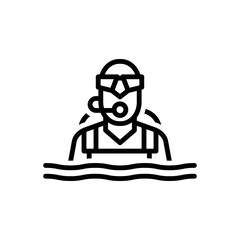 Black line icon for scuba