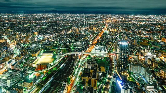大阪の夜景東側のタイムラプス動画