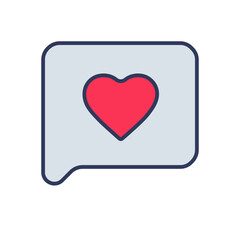 Flat filled outline valentine vector icon of chat