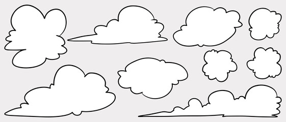 Doodle sketch style of Hand drawn Clouds  cartoon vector illustration for concept design.