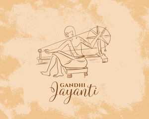Fototapeta na wymiar grunge style gandhi jayanti template with national father design vector illustration