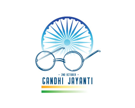 Happy Mahatma Gandhi Jayanti With Spectacles And Ashok Chakra Design Vector Illustration