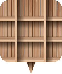 Wood shelf of speech bubble creative design