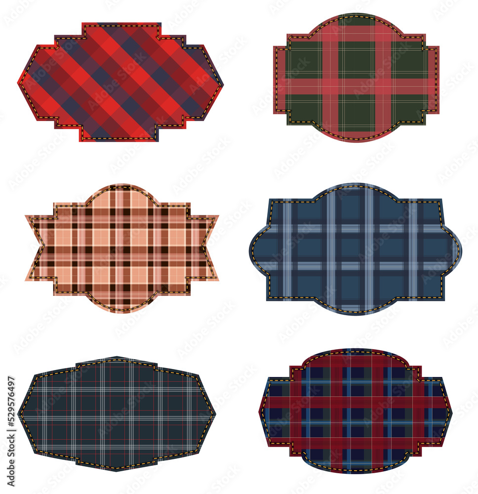 Poster set of textile labels tags fabric texture isolated