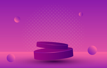 Realistic Violet 3d podium on Purple Background