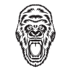 Angry Gorilla face vector illustration in decorative style, perfect for logo and tshirt design