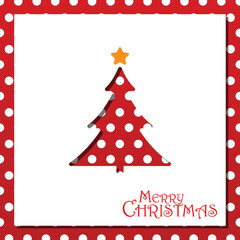 Christmas tree cut out of red paper. Design element for holiday cards.Vector illustration