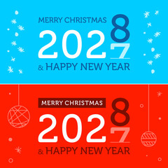 2028 Happy New Year logo text design. 2027 number design template.