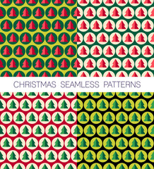 Set of symbol pine tree seamless with dot pattern design for christmas and new year holidays.