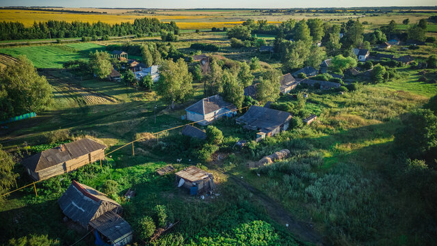 aerial photography of a dying village