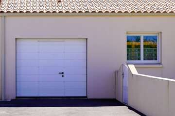 Modern Home door garage facade of house suburb