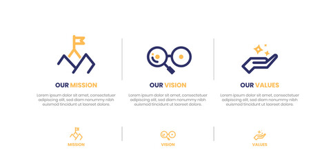 Mission Vision Values infographic Banner template. Company goal infographic design with  Modern flat icon design. vector illustration infographic icon design banner. © artnazu