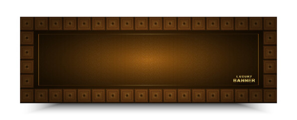 brown banner, luxury and elegant, with checkered frame, and glossy texture,