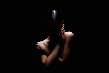 Nude Woman silhouette. Beautiful Naked Body Girl