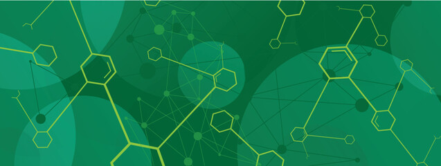 chemistry icons on green background