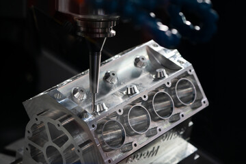 CMM to Inspection dimension aluminum automotive parts. Measurement Tool, quality assurance, production, precision, qc concept.