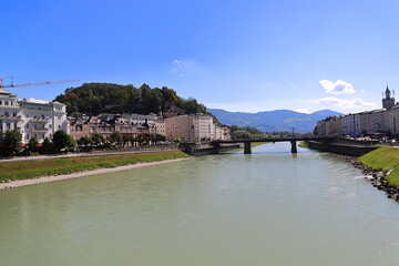 Travel to Austria. Salzburg Salzach river.