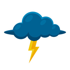 thundering cloud with lightning bolt flat vector illustration logo icon clipart