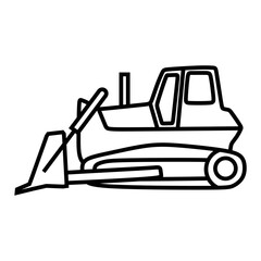 Naklejka premium line art chain wheel dozer icon, heavy equipment