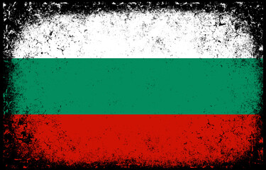 old dirty grunge vintage bulgaria national flag illustration