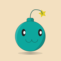 explosive boom character dynamite kawaii cartoon explosion fuse mascot cartoon vector illustration